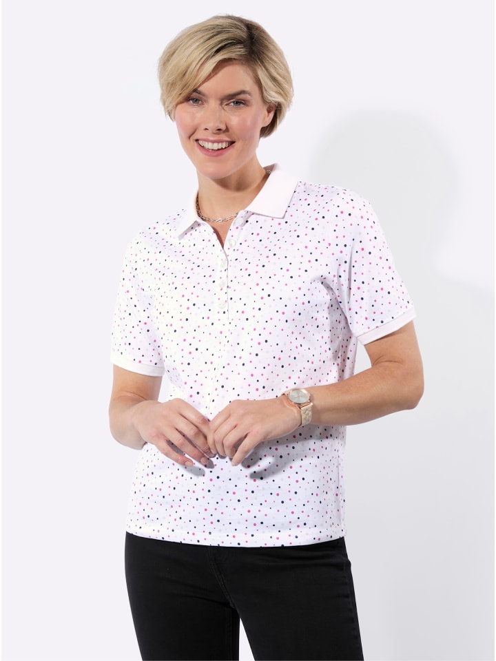 

Рубашка-поло белого цвета с горошком цвета фуксии WITT WEIDEN