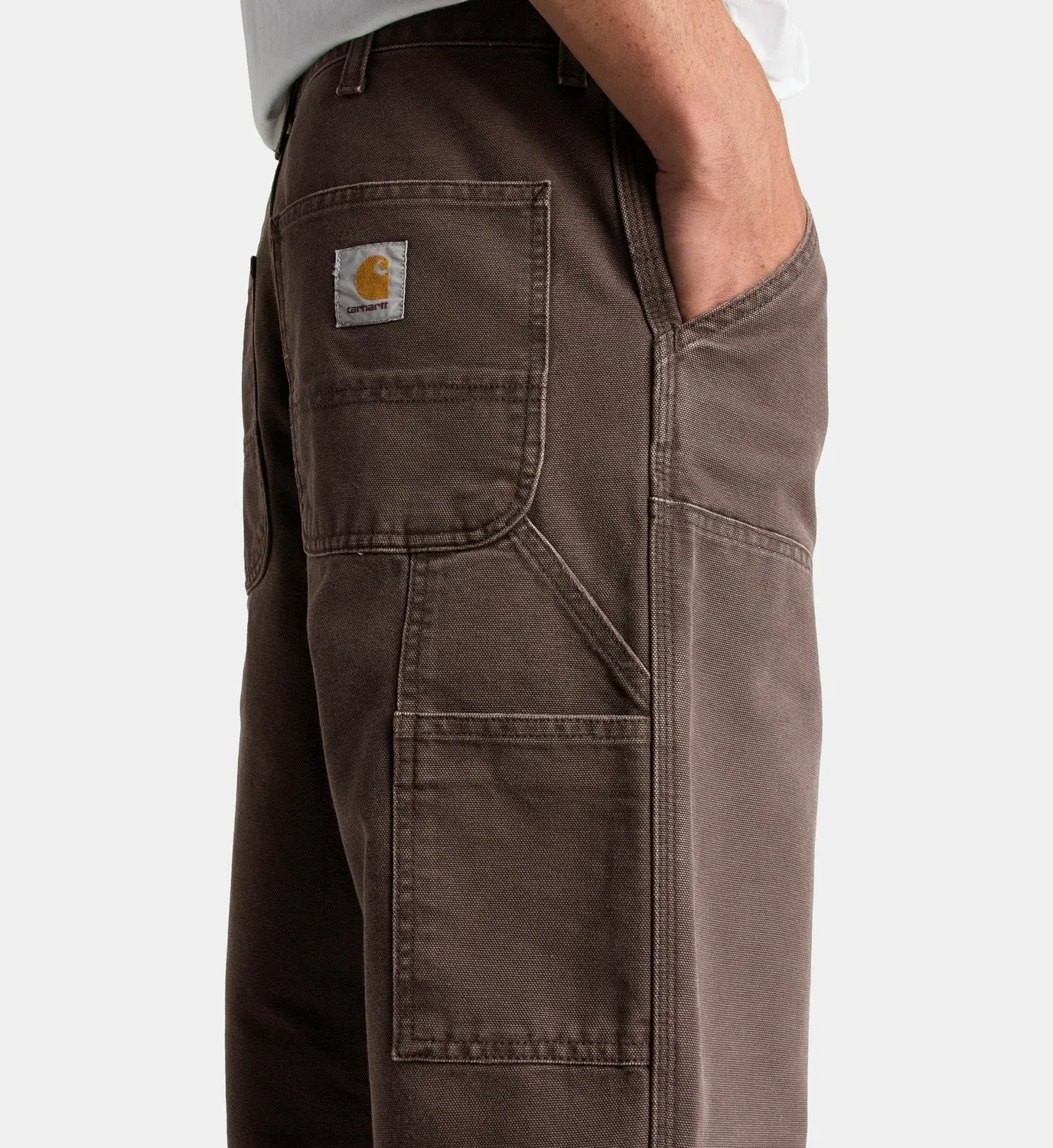 Брюки с отделкой из хлопка CARHARTT WIP, коричневый — фото 4