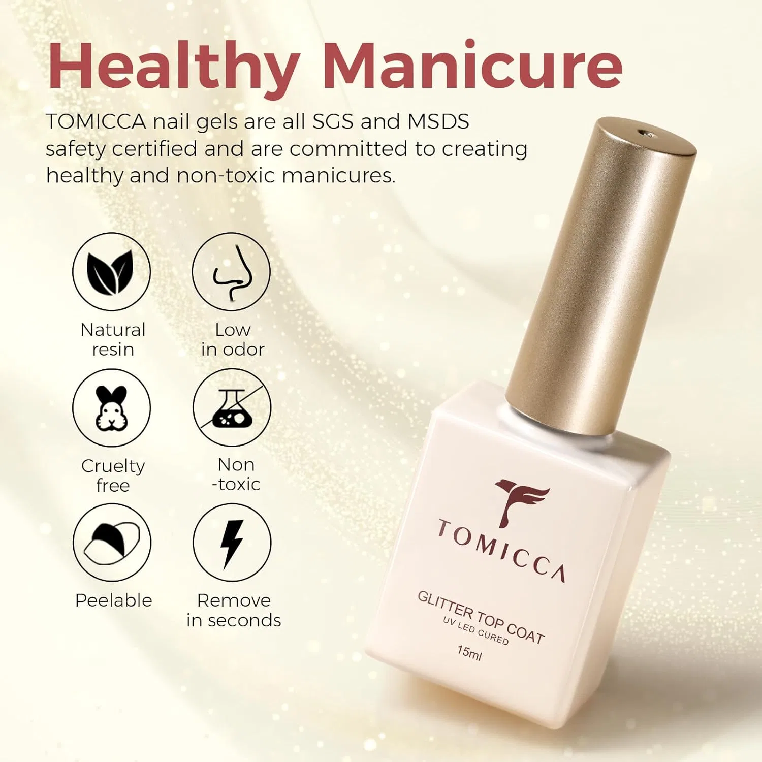 Глиттерный топ для гель-лака TOMICCA UV Gel, 15 мл Tomicca, 15 Ml Glitter Top Coat — фото 4