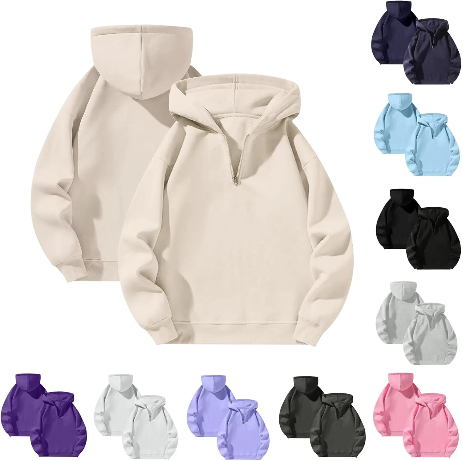 

Термоблузка с капюшоном Quarter Zip Pullover Men Thermal Long Sleeve Hooded Fleece Oversized