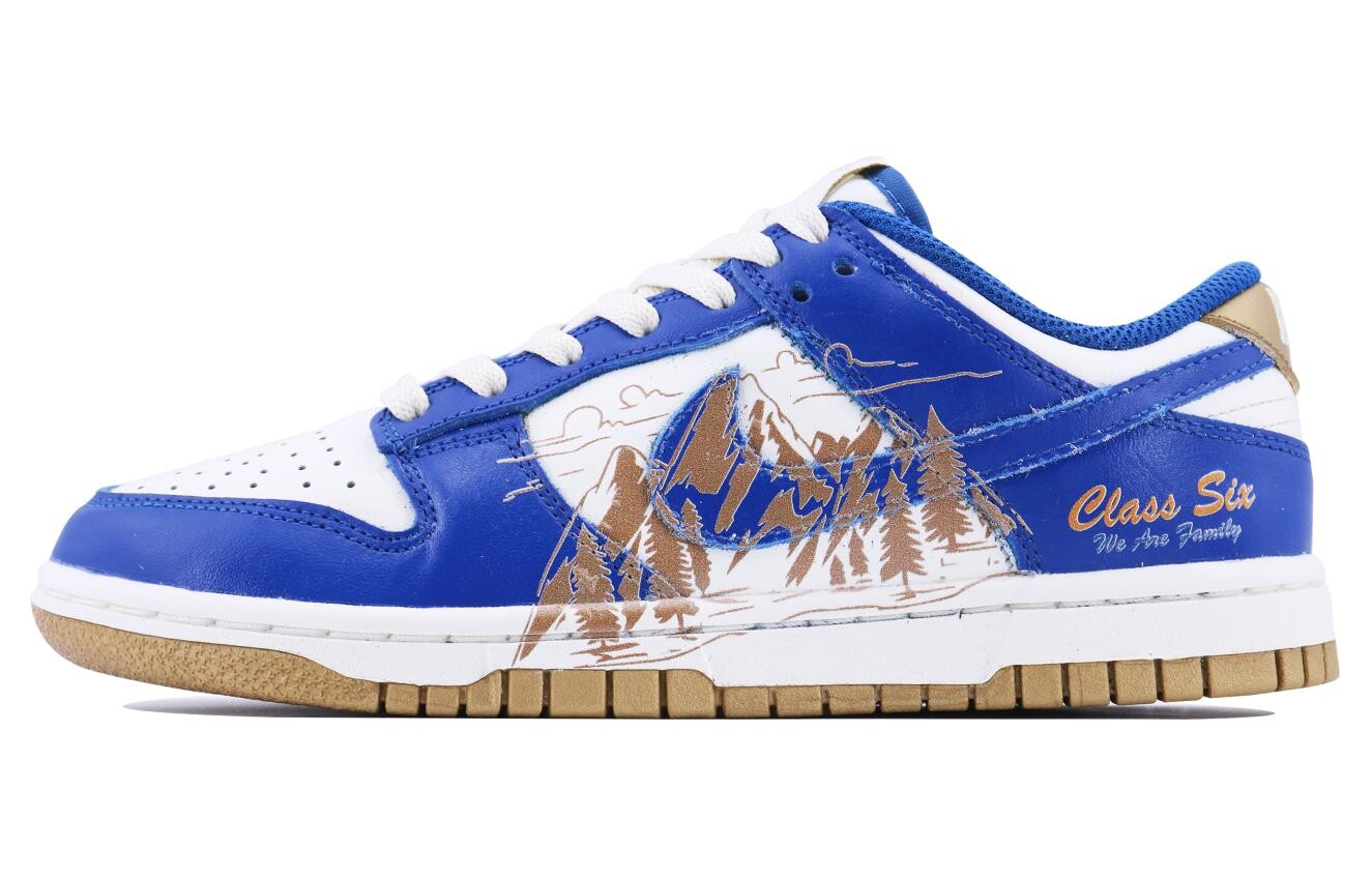 

Кроссовки Nike Dunk Skateboarding Shoes Women's Low-top Blue/gold, белый/синий