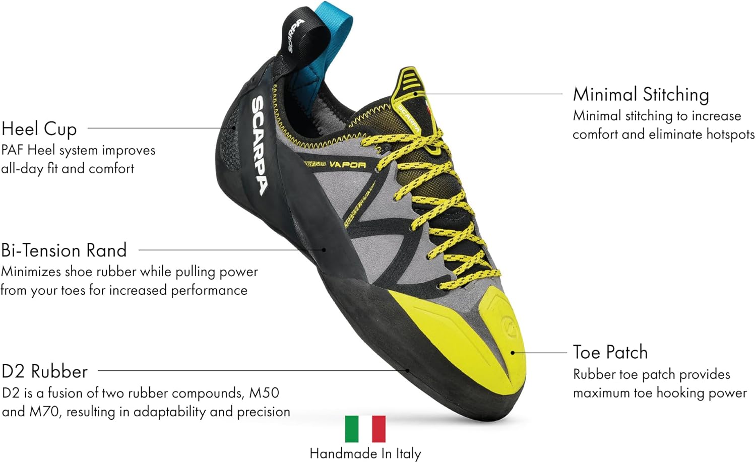 Мужские скальные туфли SCARPA Vapor Lace для спортивного скалолазания и боулдеринга, желтый — фото 3