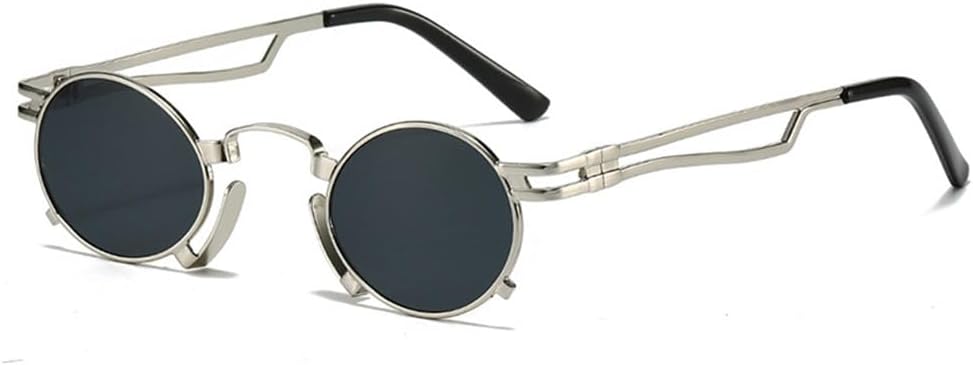 

Ретро маленькие овальные солнцезащитные очки для женщин, модные, с уникальной металлической оправой, защита от УФ-излучения UV400, для мужчин, панк, красные и желтые солнцезащитные очки KTUCN, Silver Gray