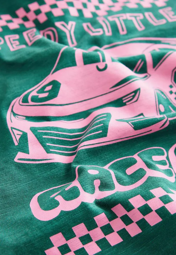 Футболка с коротким рукавом и принтом на спине Next, Green Pink Race Car — фото 2