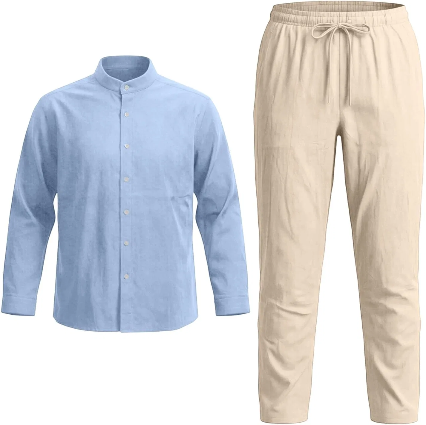 Мужской костюм из рубашки и брюк, дышащий, Generic, Sky Blue — фото 4