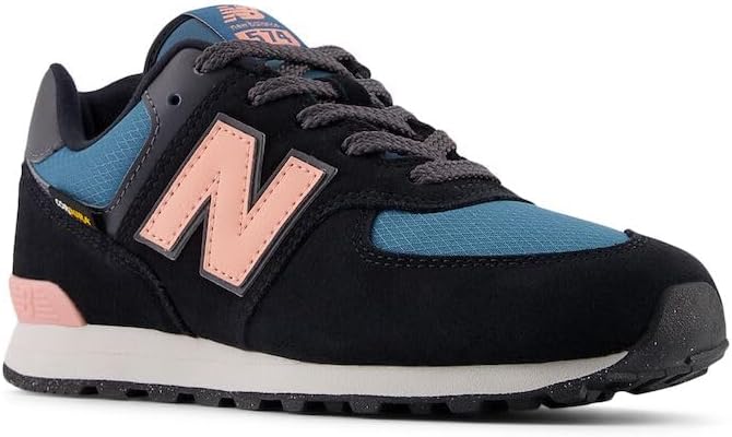 Кроссовки New Balance Kids' 574 V1 на шнуровке, черный/розовый — фото 4