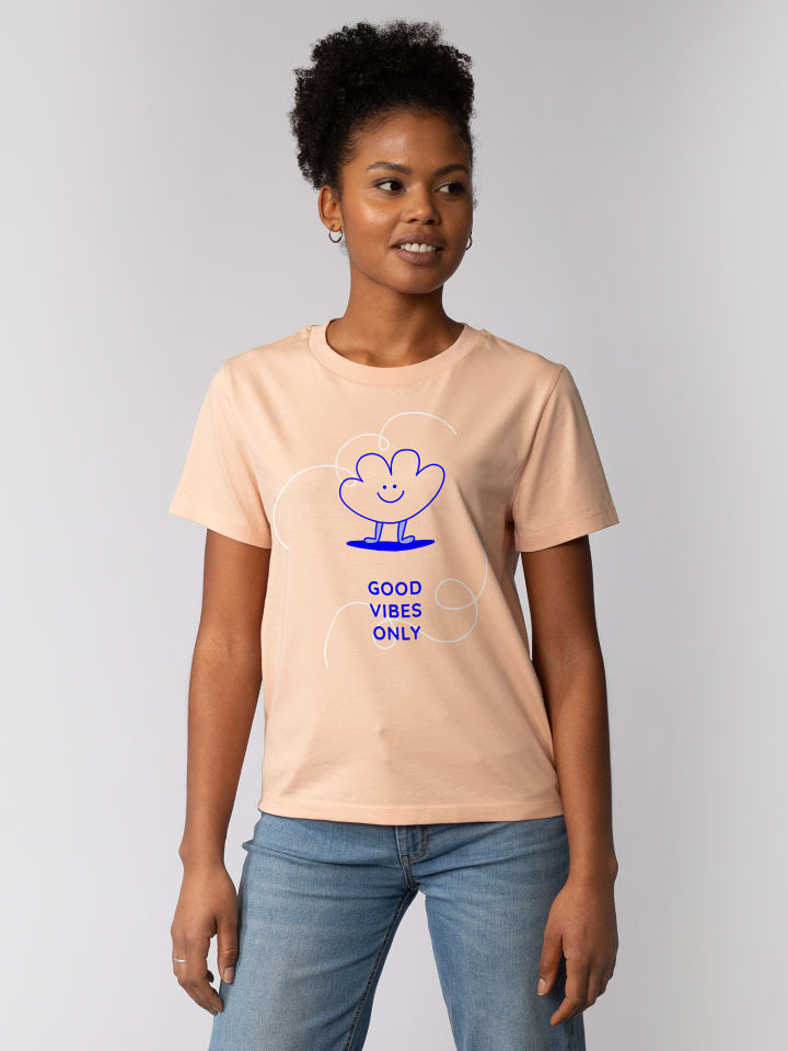 

Футболка wat Apparel T-Shirt Good vibes only, цвет Fraiche Peche