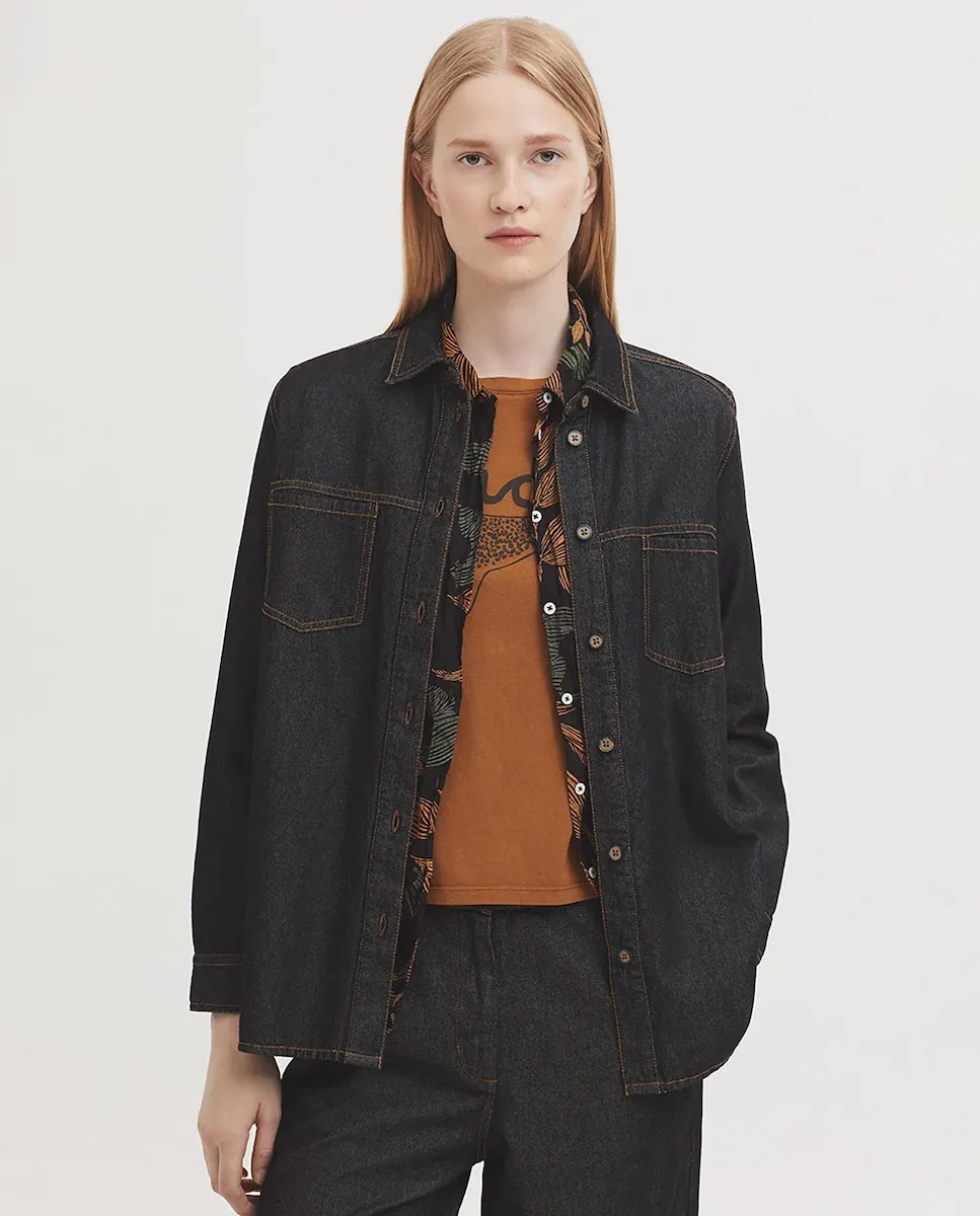 

Женская рубашка 100% хлопок с передними карманами Nice Things, темно-серый