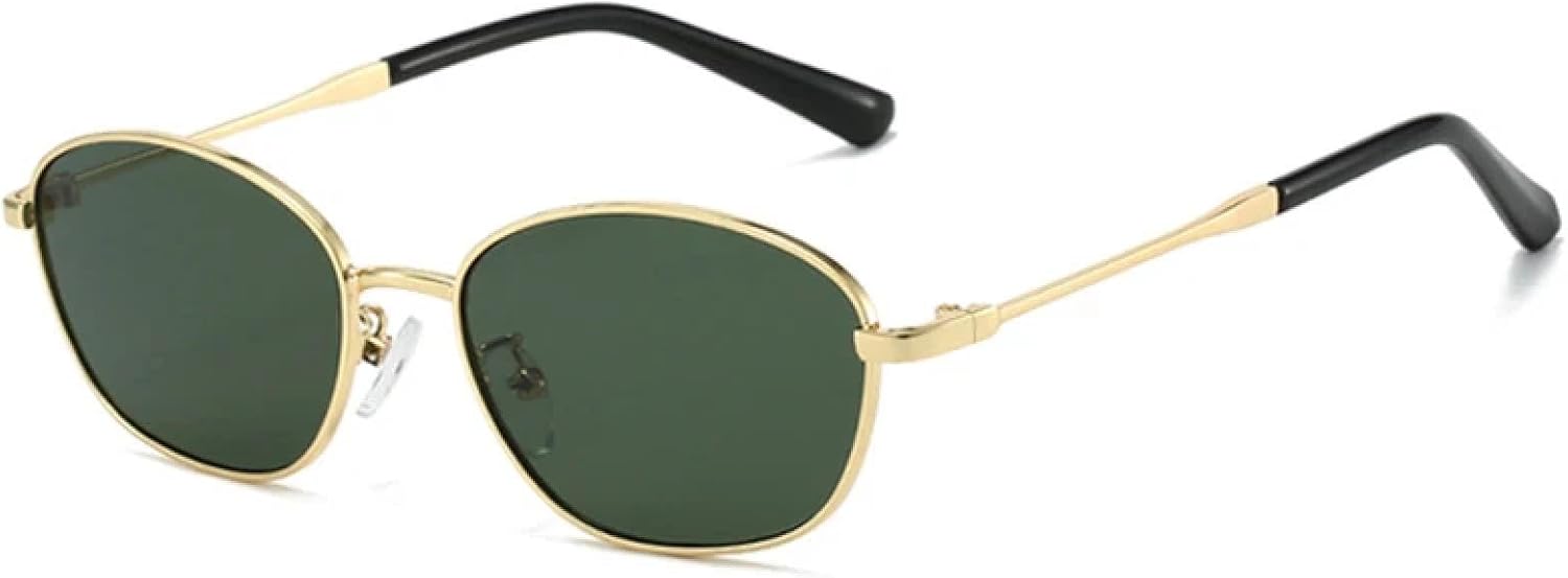 

Солнцезащитные очки с защитой от УФ-излучения UV400 для женщин и мужчин | Металлические очки «кошачий глаз» | для занятий спортом на открытом воздухе DSVIGF, Golden Dark Green