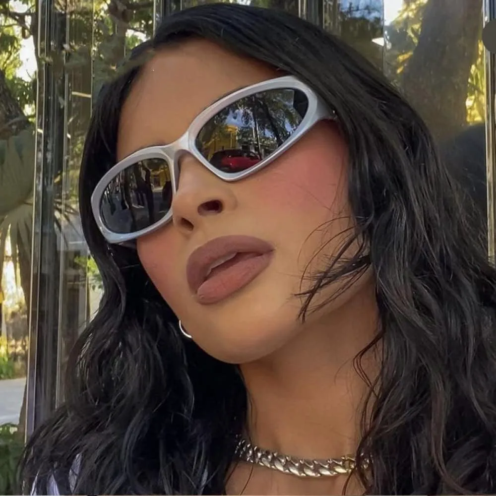 

Солнцезащитные очки в стиле ретро «кошачий глаз» для женщин, цветные зеркальные очки для мужчин, спортивные солнцезащитные очки в стиле панк generic, Green Gray