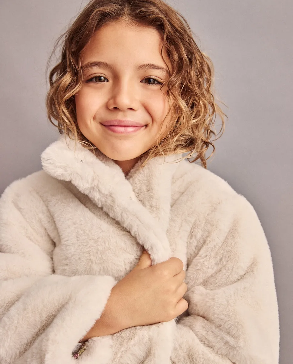 

Короткое детское плюшевое пальто Coconut El Corte Inglés, серый