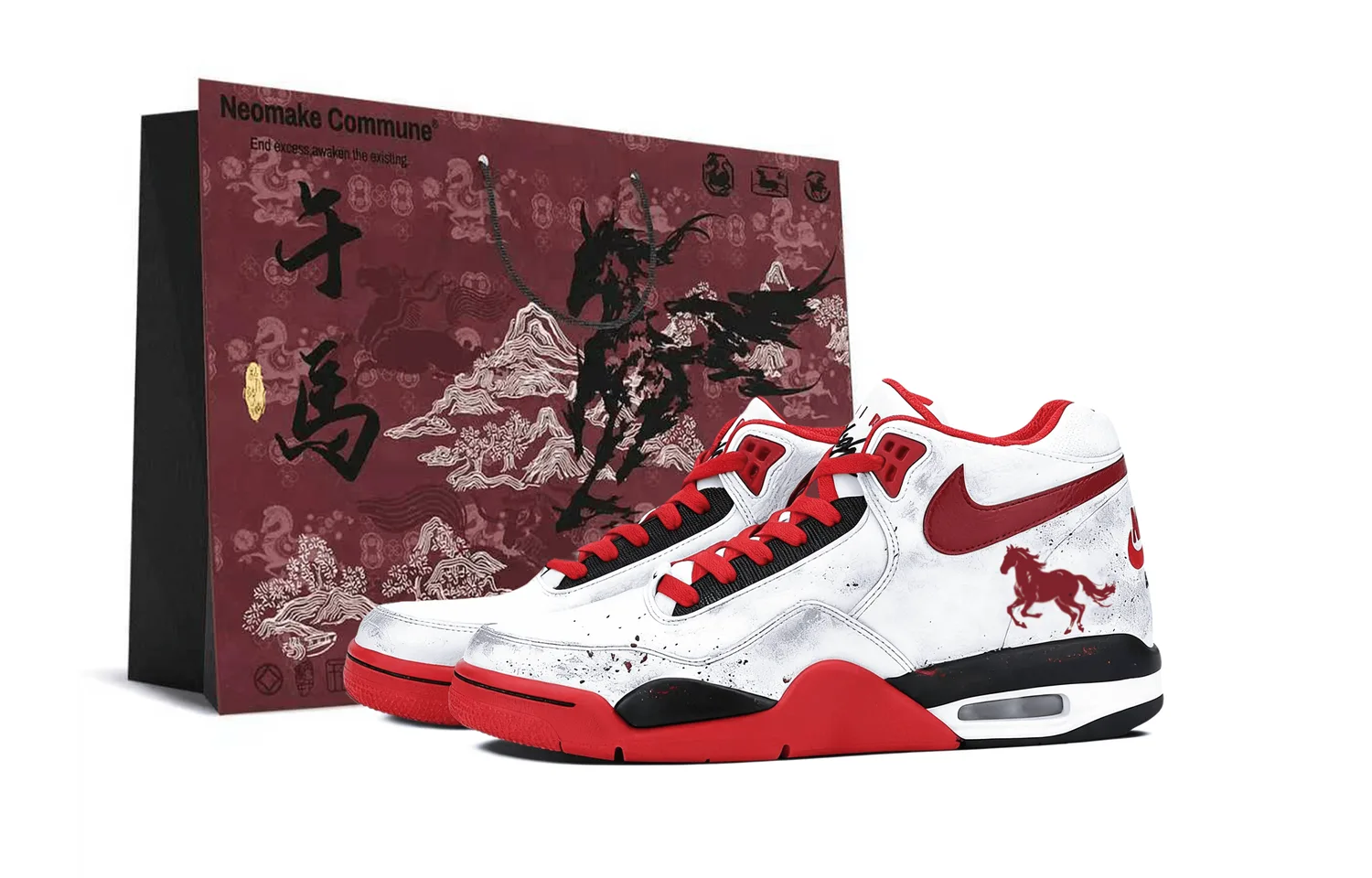 Nike Кроссовки Flight Legacy Mid top Vintage Unisex Red White