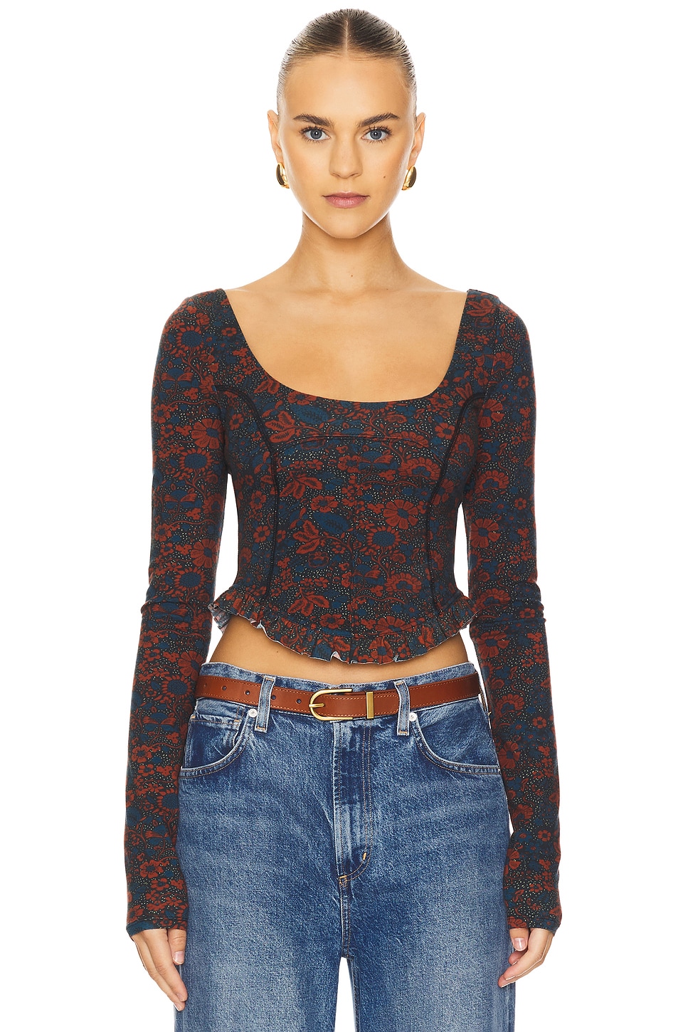 

Длинный рукав топа мелани Free People, цвет night combo
