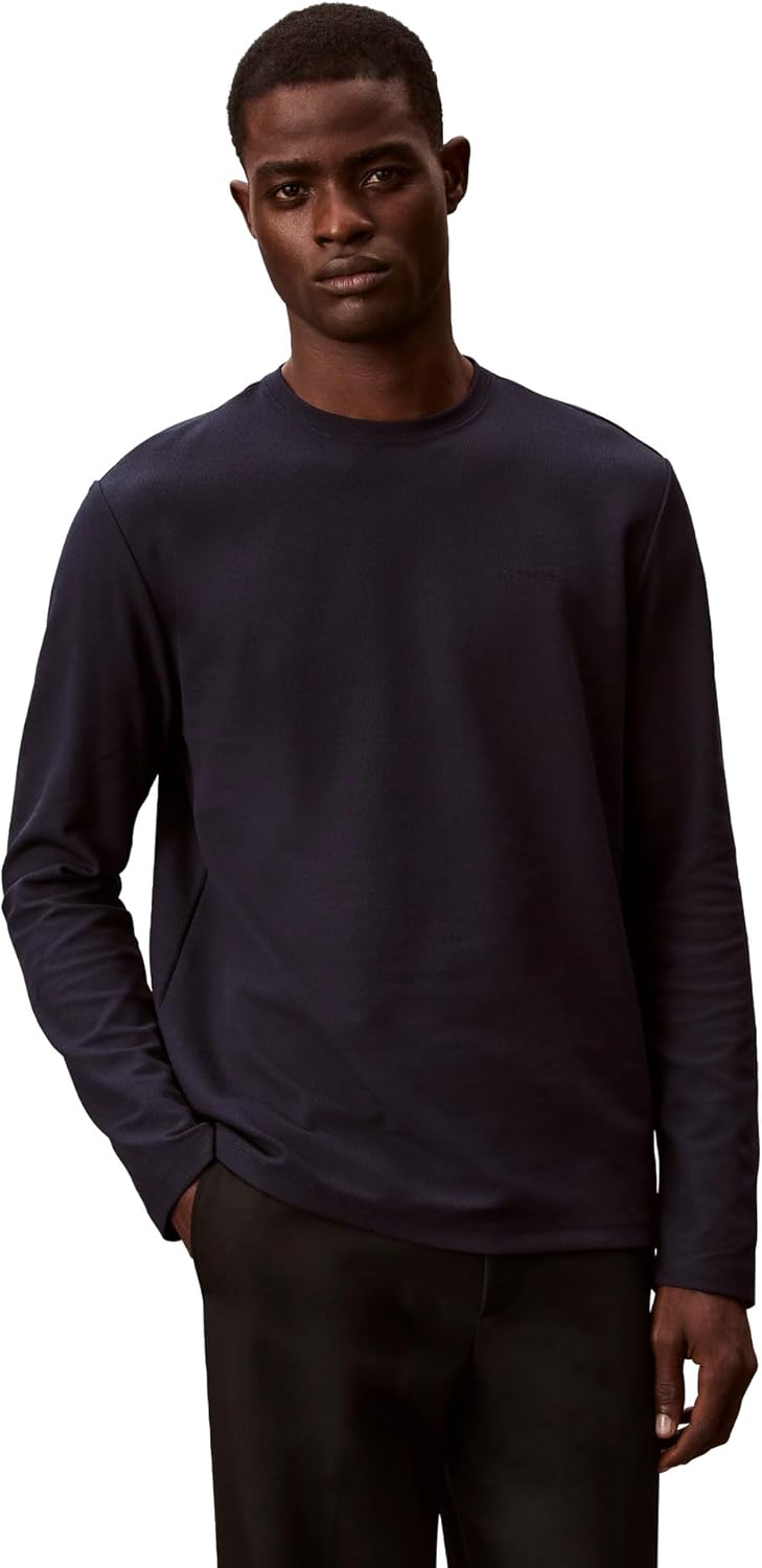 

Мужская футболка Calvin Klein с микровафельным узором и длинным рукавом, Dark Sapphire