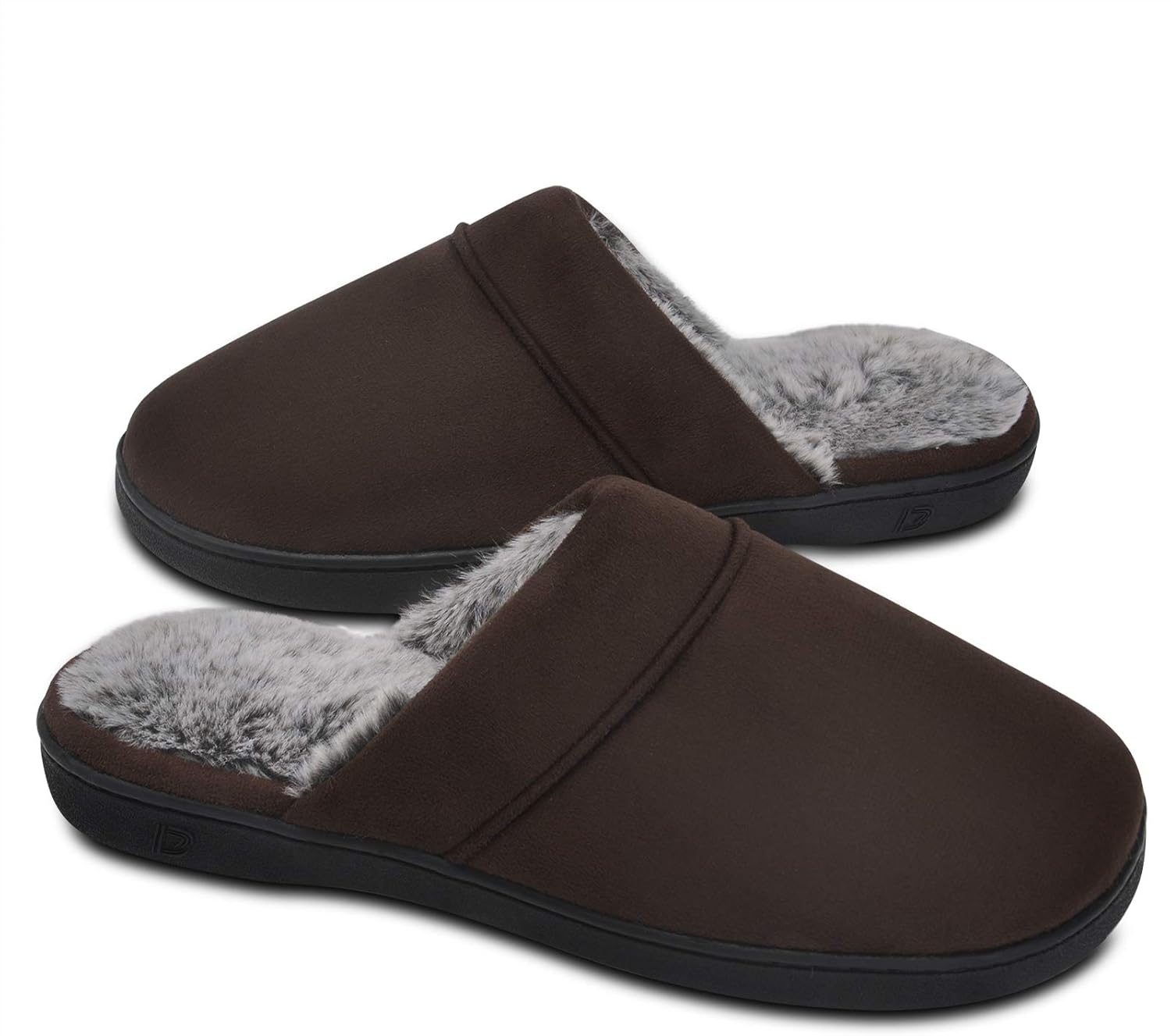 

Мужские тапочки DL с мемори-пеной и пушистой подкладкой, домашние тапочки на резиновой подошве с противоскользящим эффектом для использования внутри и снаружи, темно-коричневый