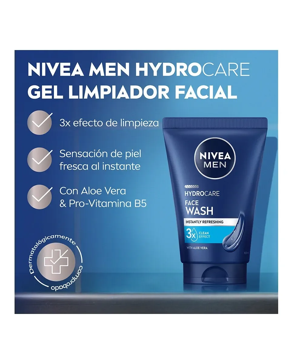 Гель для умывания Nivea — Лица Hydrocare MEN, 100 мл — фото 2