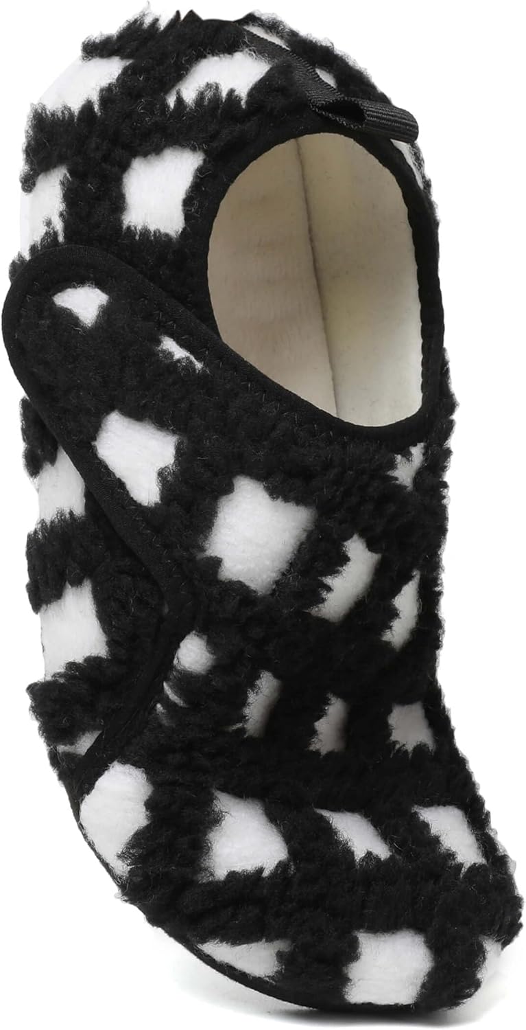 

Женские и мужские домашние тапочки с резиновой подошвой, для дома, с носками, пушистые, легкие, противоскользящие, босоножки Loirit, белый/черный