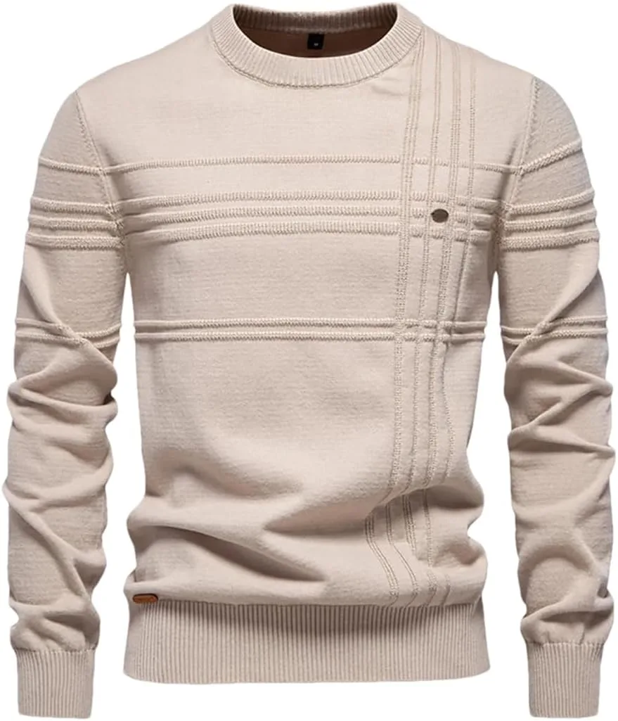 

Мужской свитер-пуловер вязаный теплый