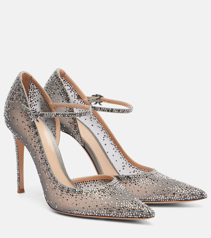 Туфли-лодочки Rania 105 из замши с декоративными элементами Gianvito Rossi, Steel+Steel