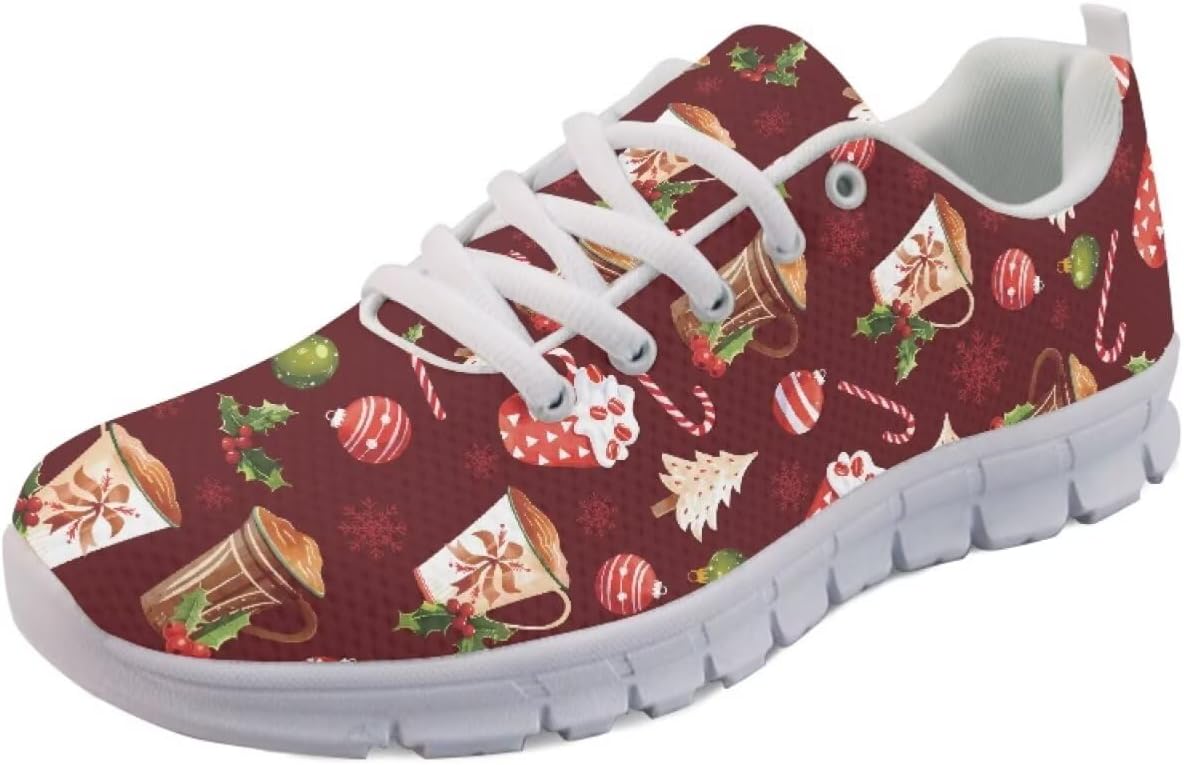 

Кроссовки Forchrinse для женщин и мужчин, дышащие, на шнуровке, для бега, повседневные, с сеткой, противоскользящие, теннисные, Christmas