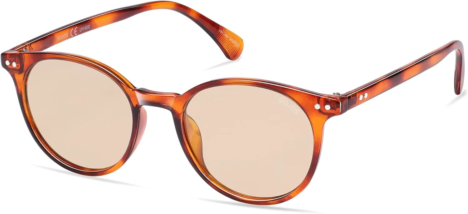 

Солнцезащитные очки SOJOS маленькие круглые классические поляризованные для женщин и мужчин, винтажный стиль, линзы UV400, май, SJ2113, Brown/Light Yellow