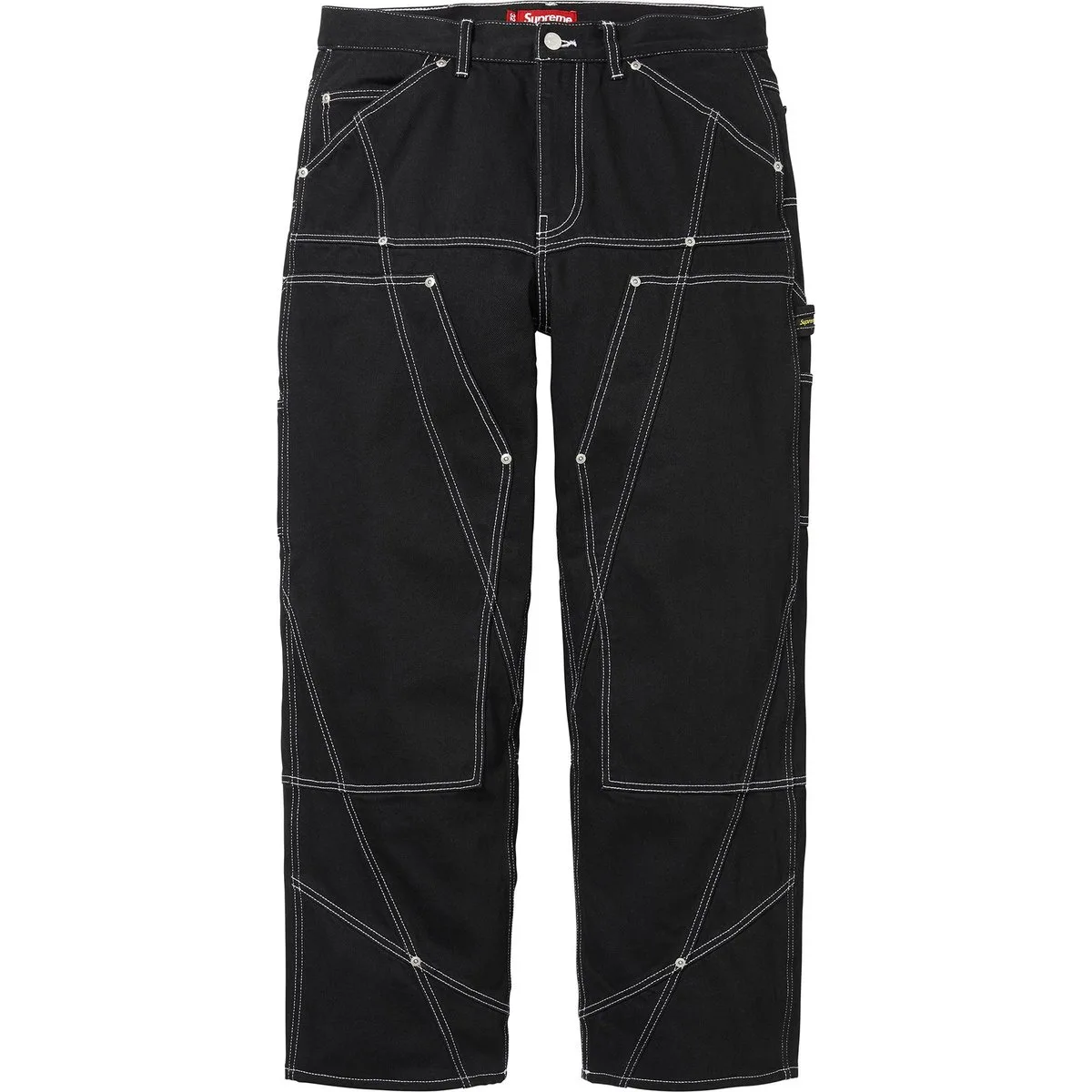 Джинсы с контрастной строчкой и двойными накладками на коленях Supreme, Hard Indigo — фото 3