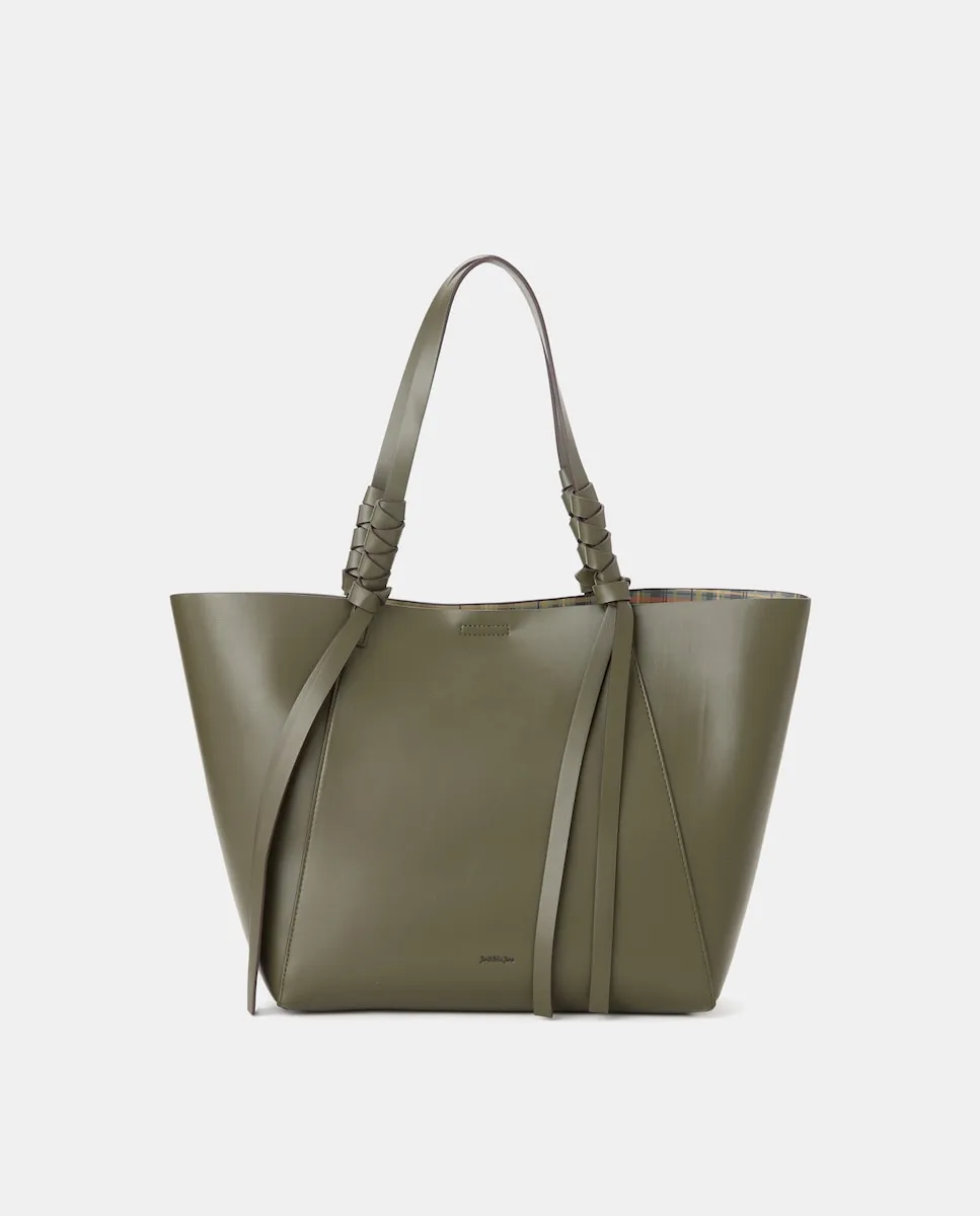 

Сумка-шоппер с плетеными ручками Jo & Mr. Joe, хаки