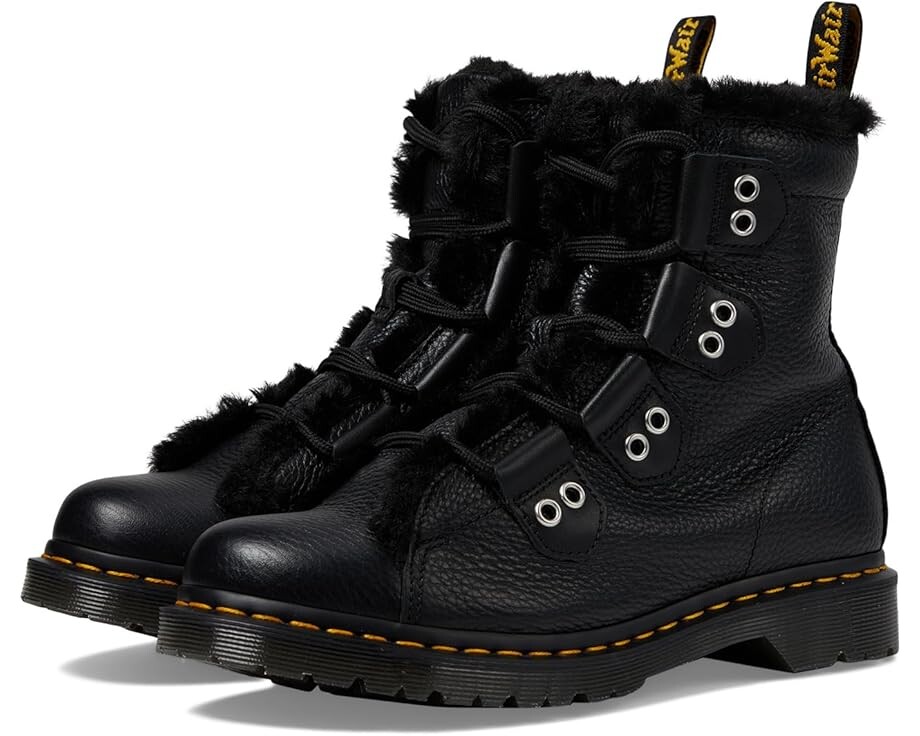 

Туфли на плоской подошве Dr. Martens 1460 Lace To Toe Fur Lined Boots, черный