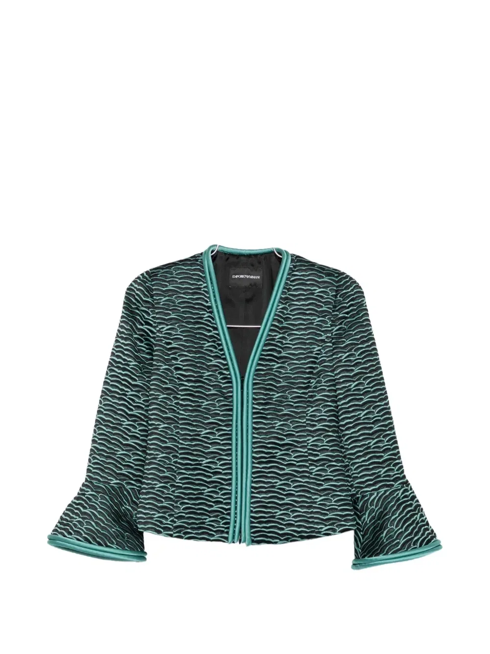 Текстурированная куртка с рукавами-рюшами EMPORIO ARMANI, черный