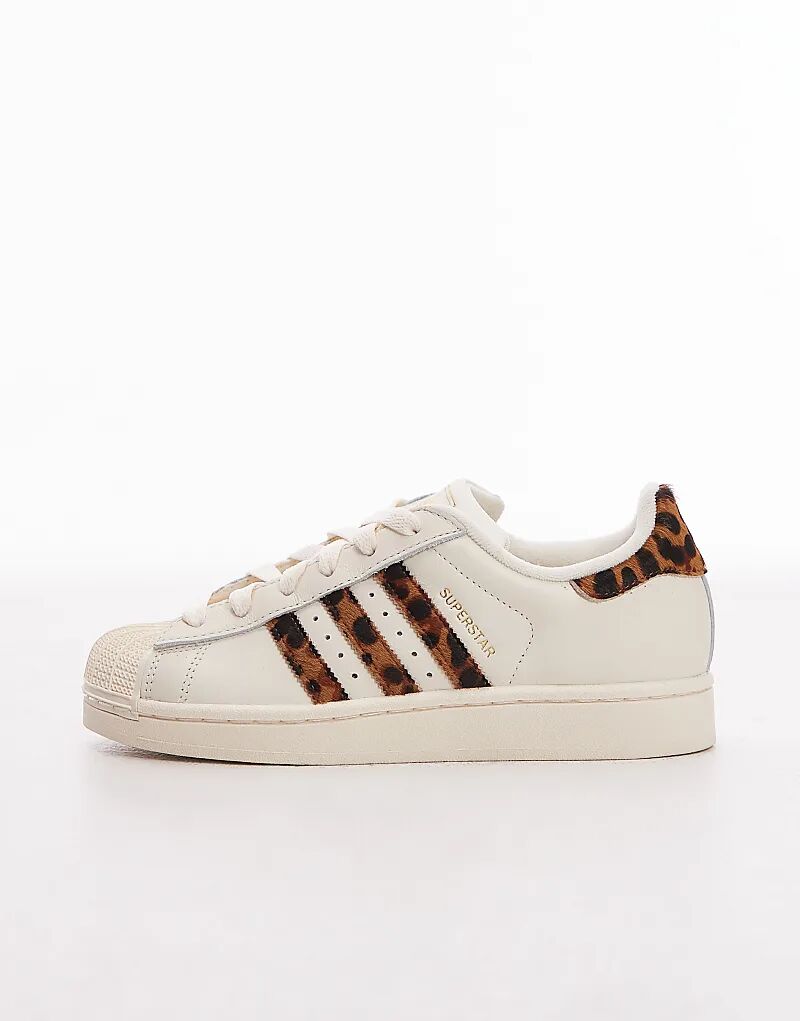 Кроссовки Adidas Originals Superstar II белого цвета с леопардовым принтом и мехом пони — фото 2