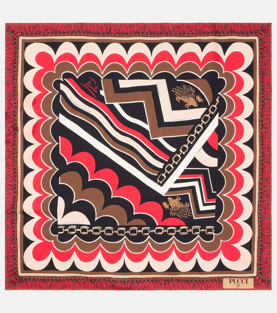 

Шелковый шарф из жаккардового твила Pucci, Gold/Red