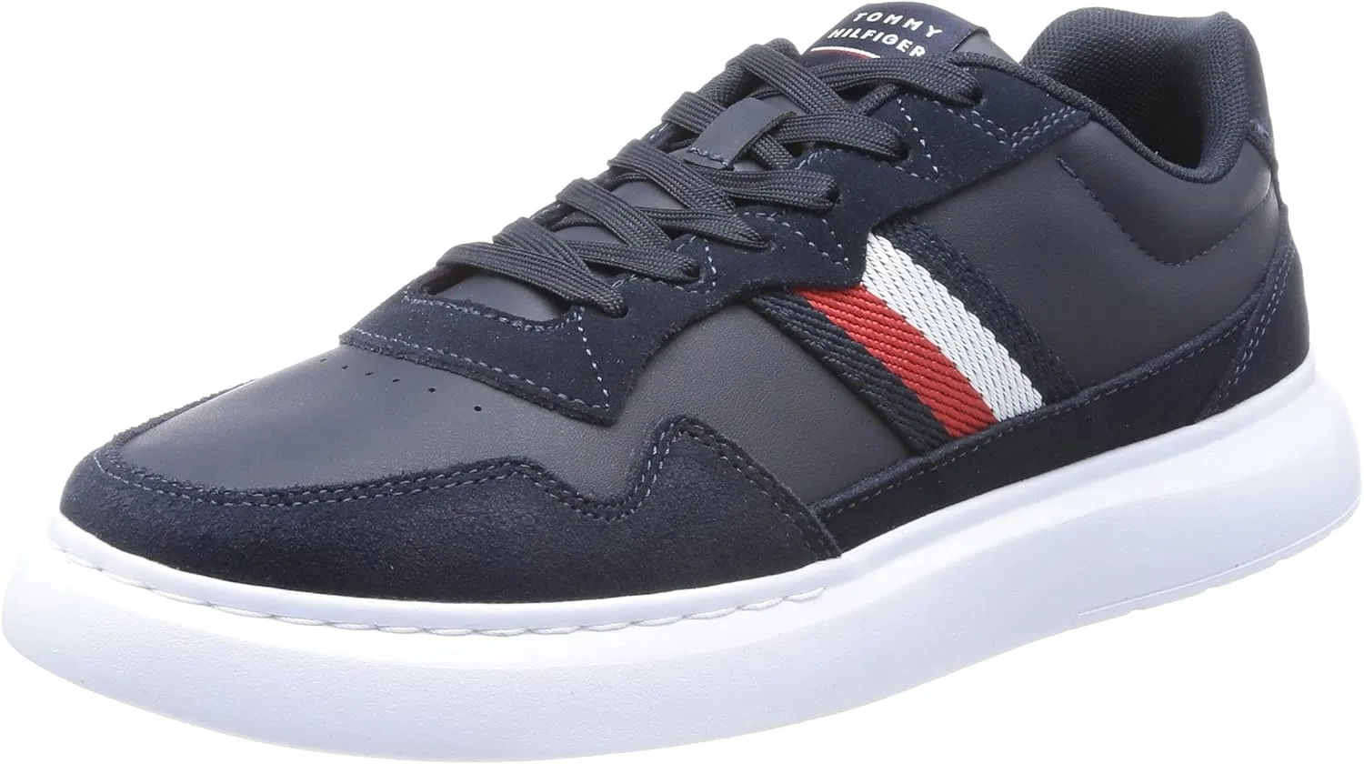 Мужские легкие кожаные кроссовки Tommy Hilfiger Mix Cup Fm0fm04427 с чашеобразной подошвой, Blue Desert Sky