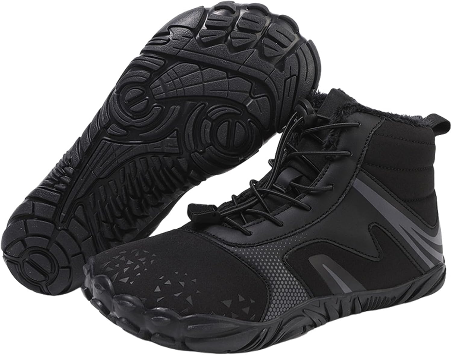 

Ботинки для походов для женщин и мужчин, зимние утепленные мехом теплые снежные ботинки Generic, черный