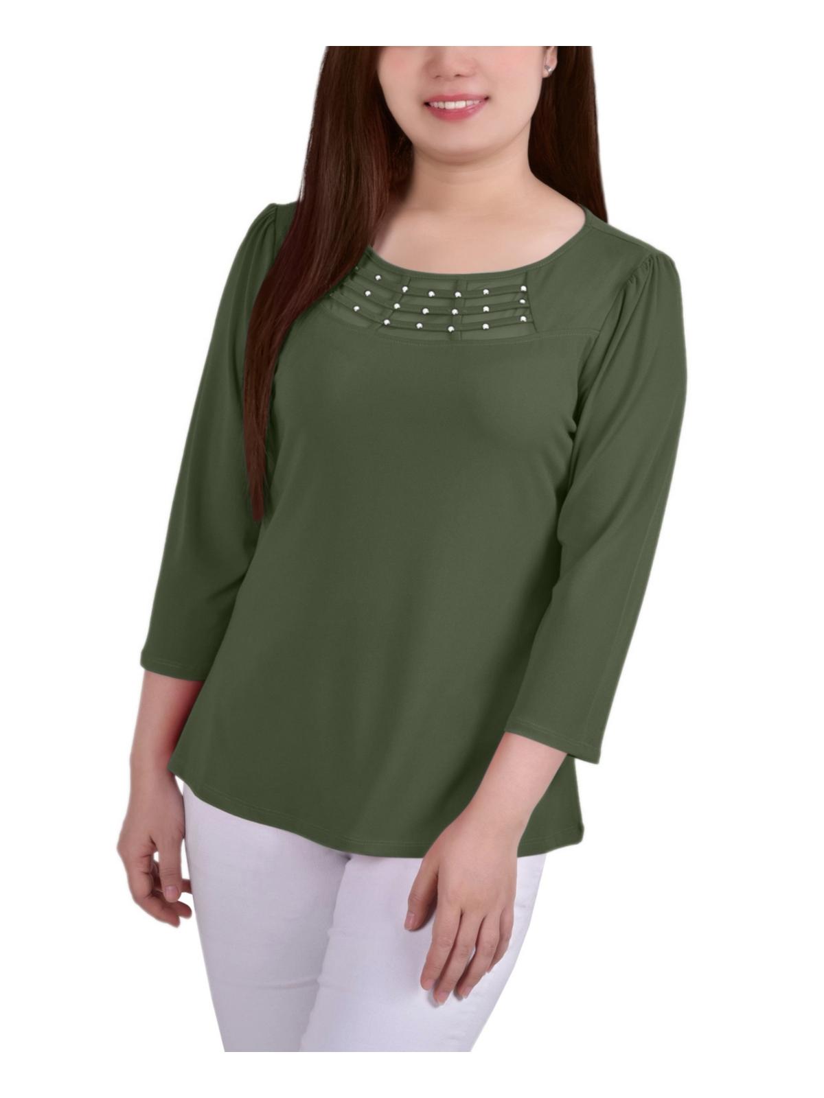 

Женская креповая сетчатая блузка с вставками NY Collection, цвет olivine