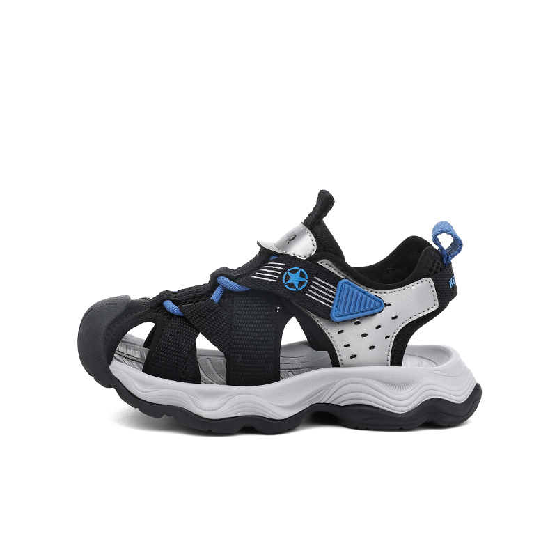 

Дышащие низкие детские сандалии для детей Jeep, черный/синий/серебряный