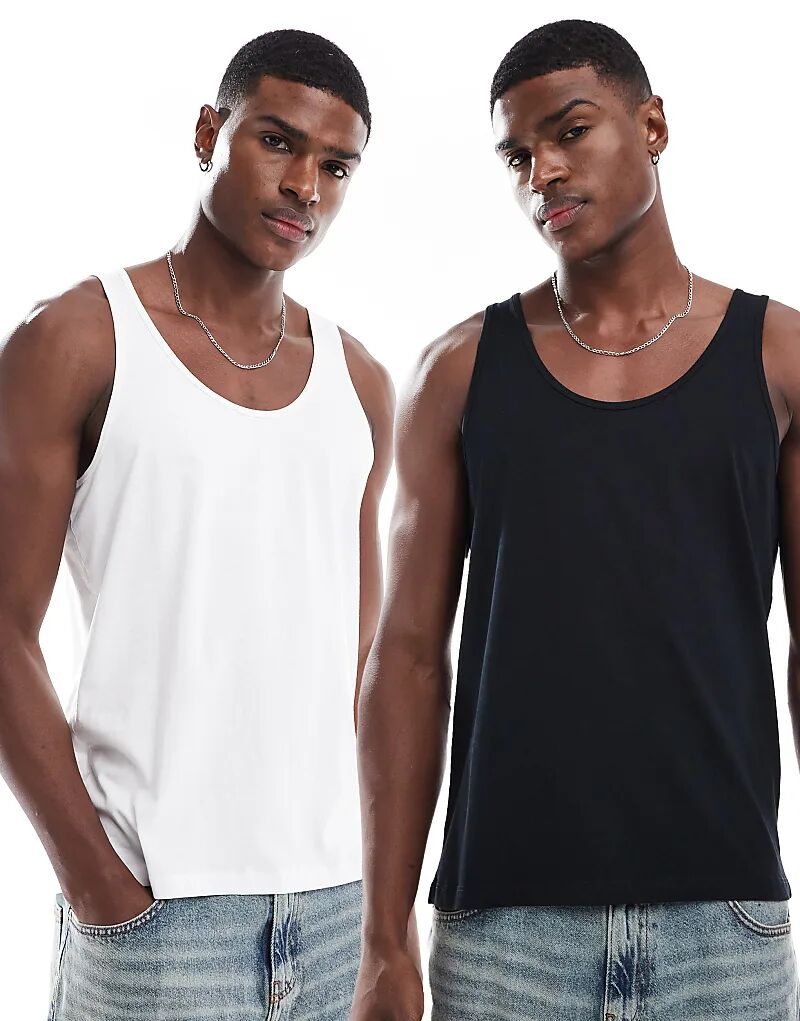 

2 комплекта топов черного и белого цвета ASOS DESIGN