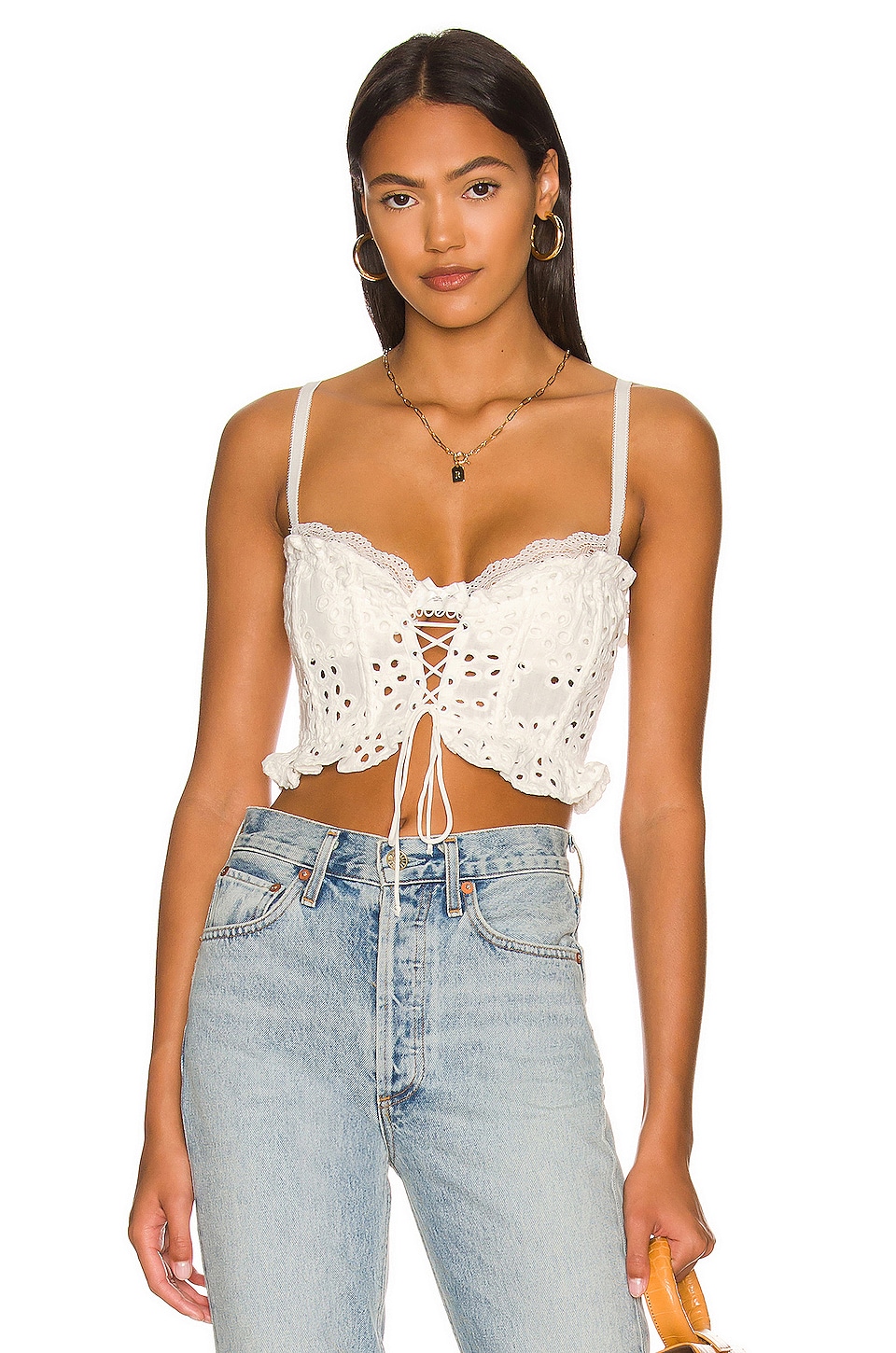 

Топ For Love & Lemons Sadie Corset Crop, белый