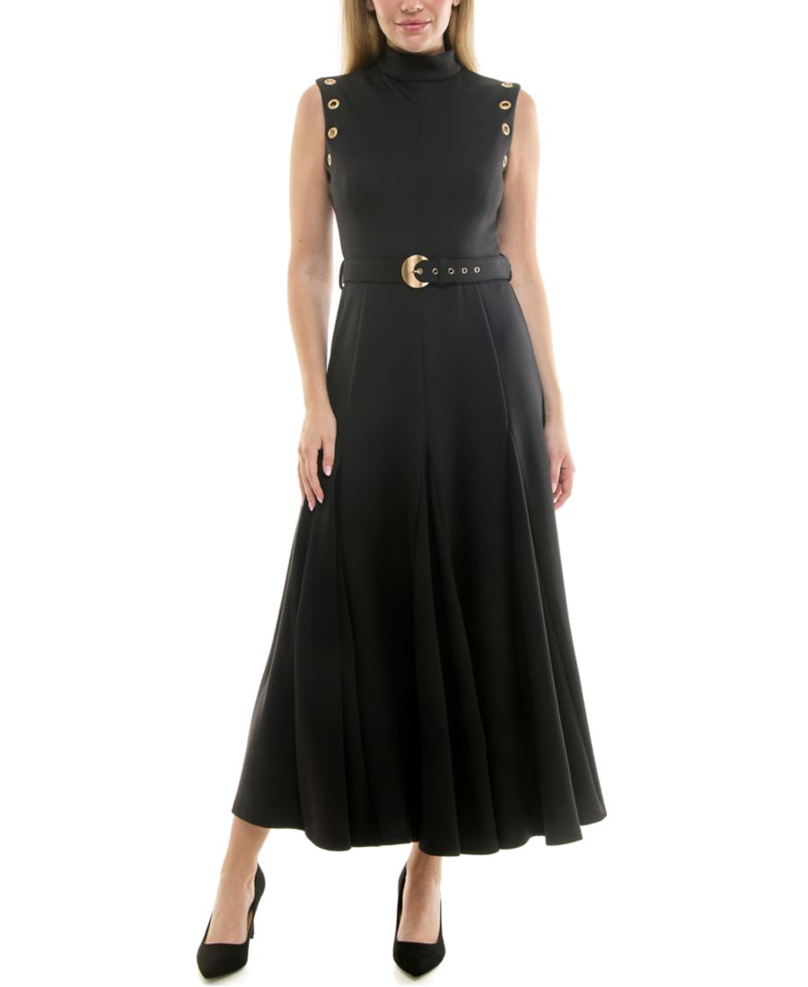 

Женское платье А-силуэта с воротником-стойкой и декоративными люверсами Taylor, Black