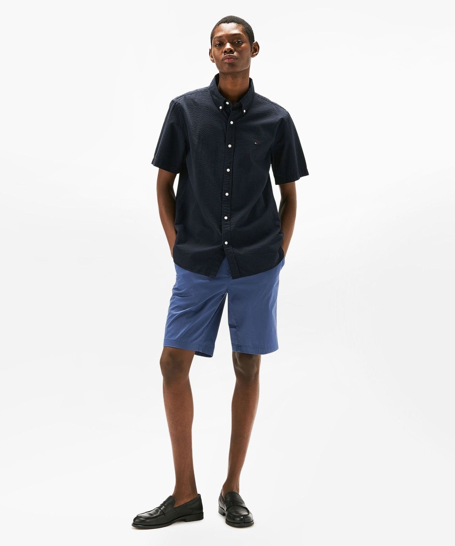 Шорты из хлопкового атласа TOMMY HILFIGER, Blue C4Y — фото 2