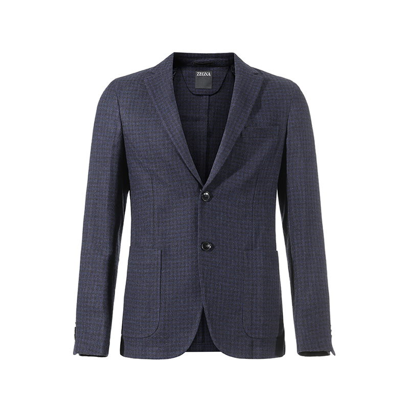 

Однобортный клетчатый пиджак Ermenegildo Zegna, темно-синий