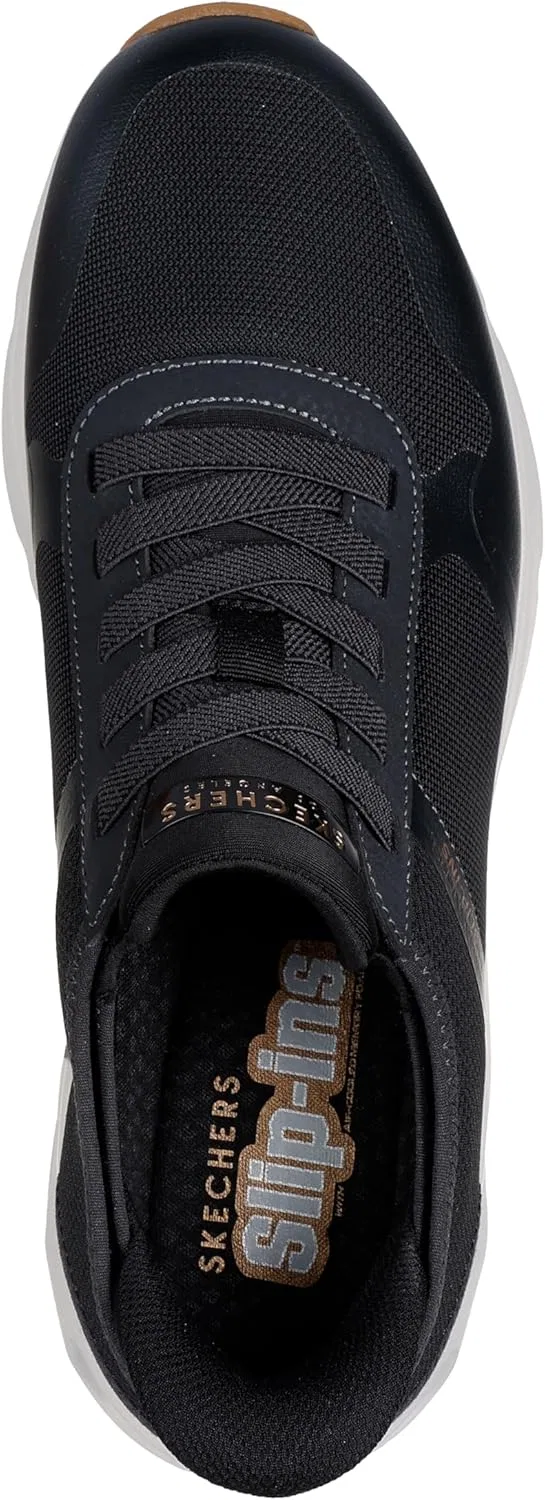 Мужские низкие кроссовки Skechers Tres-Air Uno Necessairy Slip-Ins черного цвета (BLK) — фото 2