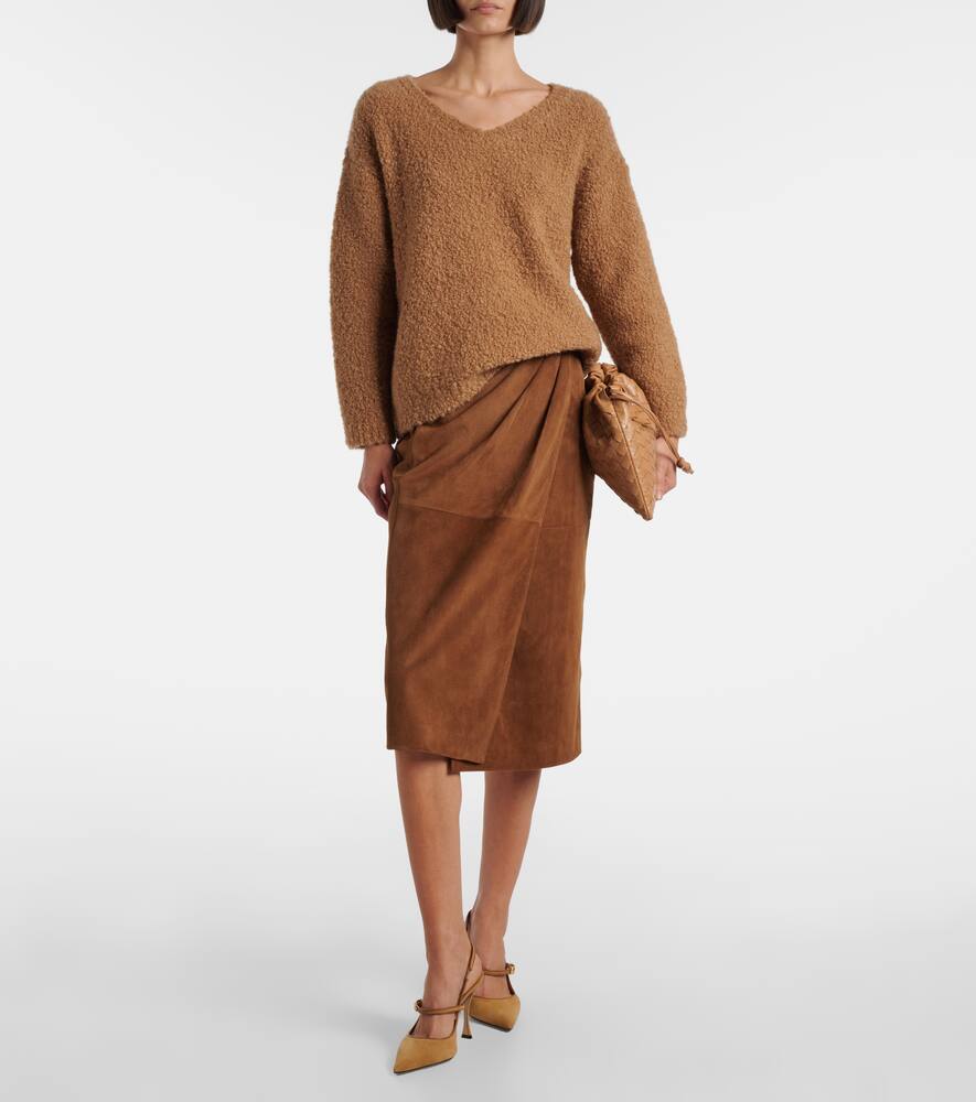 Жаккардовая юбка-карандаш из замши Jerez Max Mara, Cuoio — фото 2