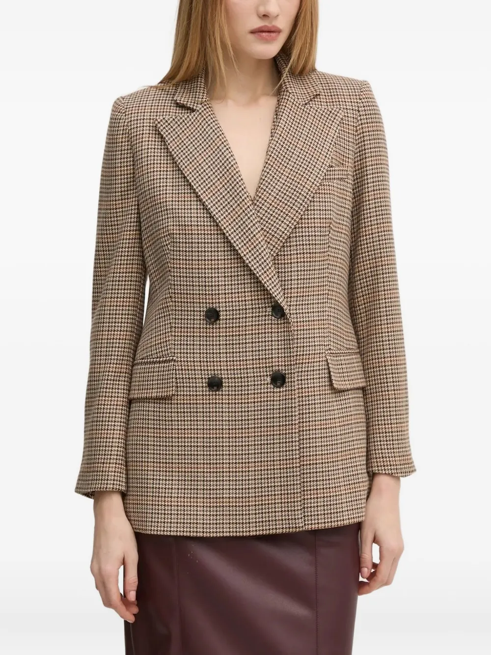 

Двубортный жакет в ломаную клетку Pedro Del Hierro, коричневый