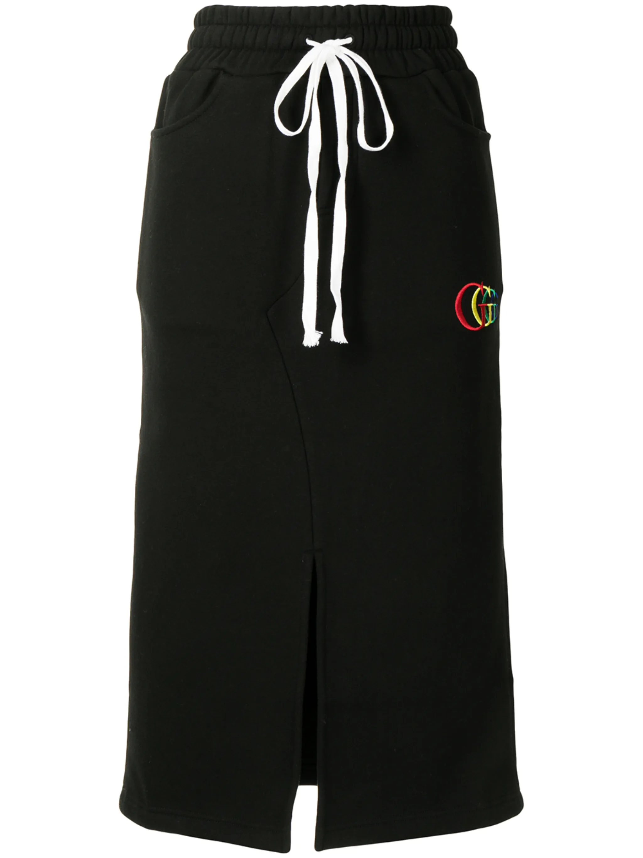 

Юбка миди с вышитым логотипом Goodboy, черный