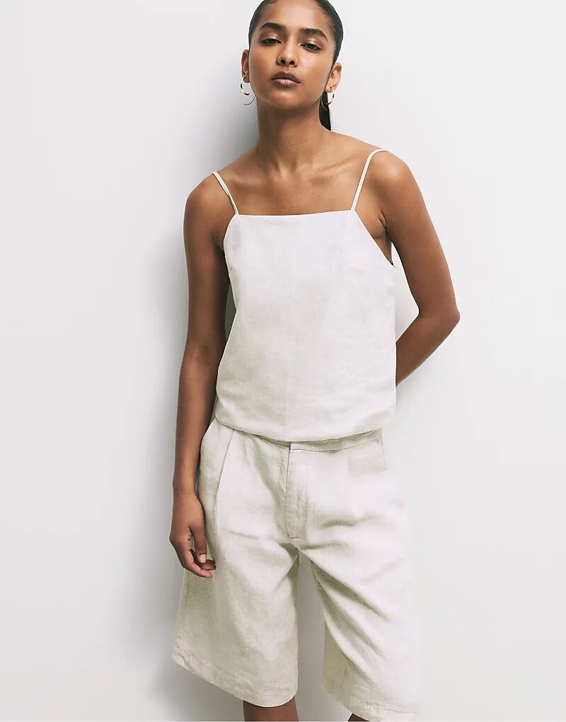 

Верх из 100% льна Pull&Bear бежевого цвета