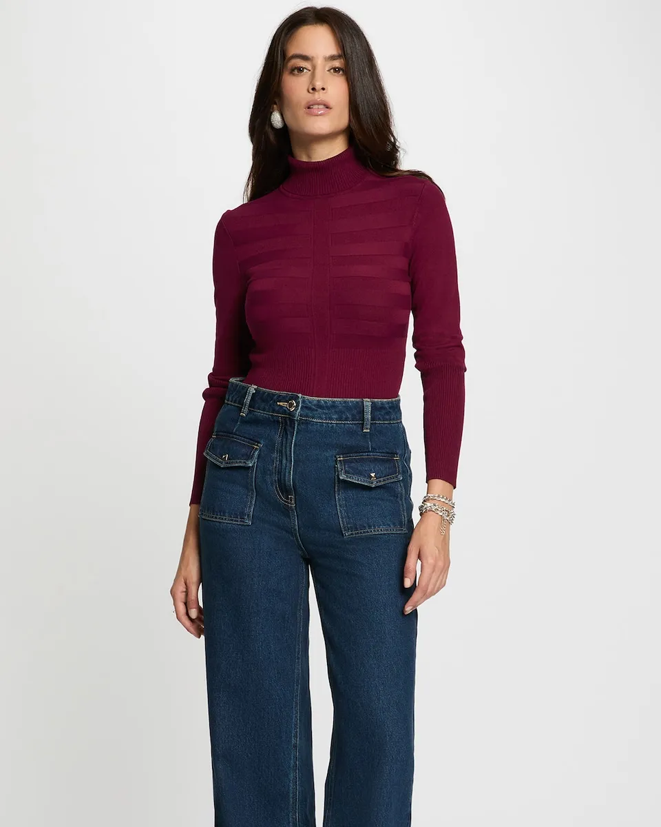 

Женский облегающий джемпер с высоким воротником Morgan, бордовый