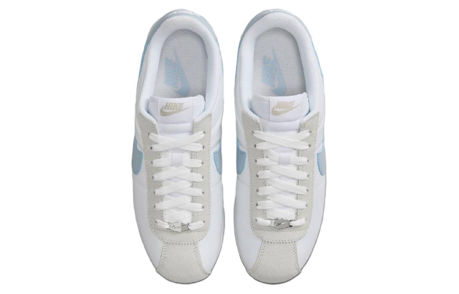 Nike Кроссовки Cortez Textile белые светло-ореховые коричневые Summit белые светло-голубые Armory Blue женские бежево-голубые, цвет White Beige Blue — фото 4