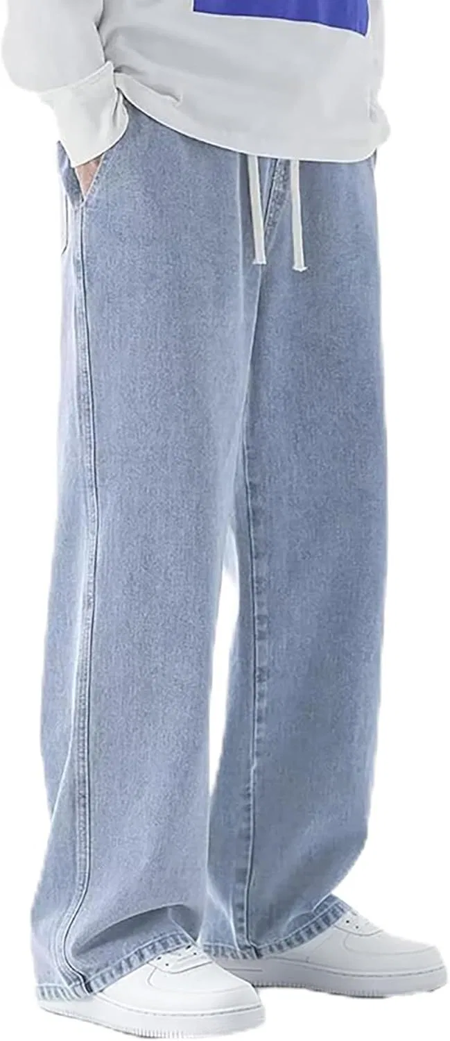 Джинсы свободные Men's Straight Leg Baggy Jeans, Light Blue