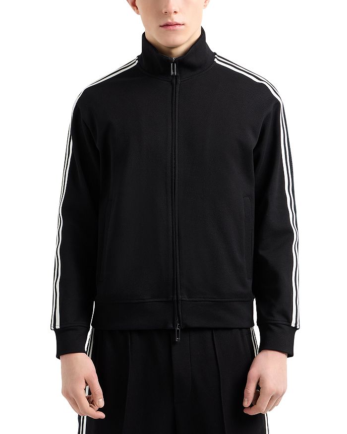 

Хлопковый джерси худи на молнии Emporio Armani, черный