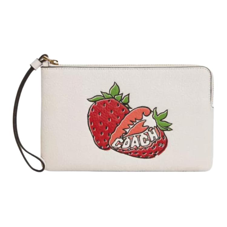 

COACH Большая женская клатч из галечной кожи белого цвета